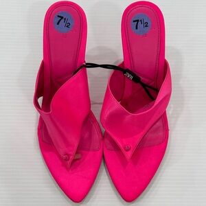 Zara Neon Pink Pointed-Toe Slip-On Mules